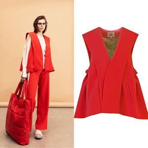 NWT JULIA ALLERT Wolf & Badger Designer Blazer Vest Red